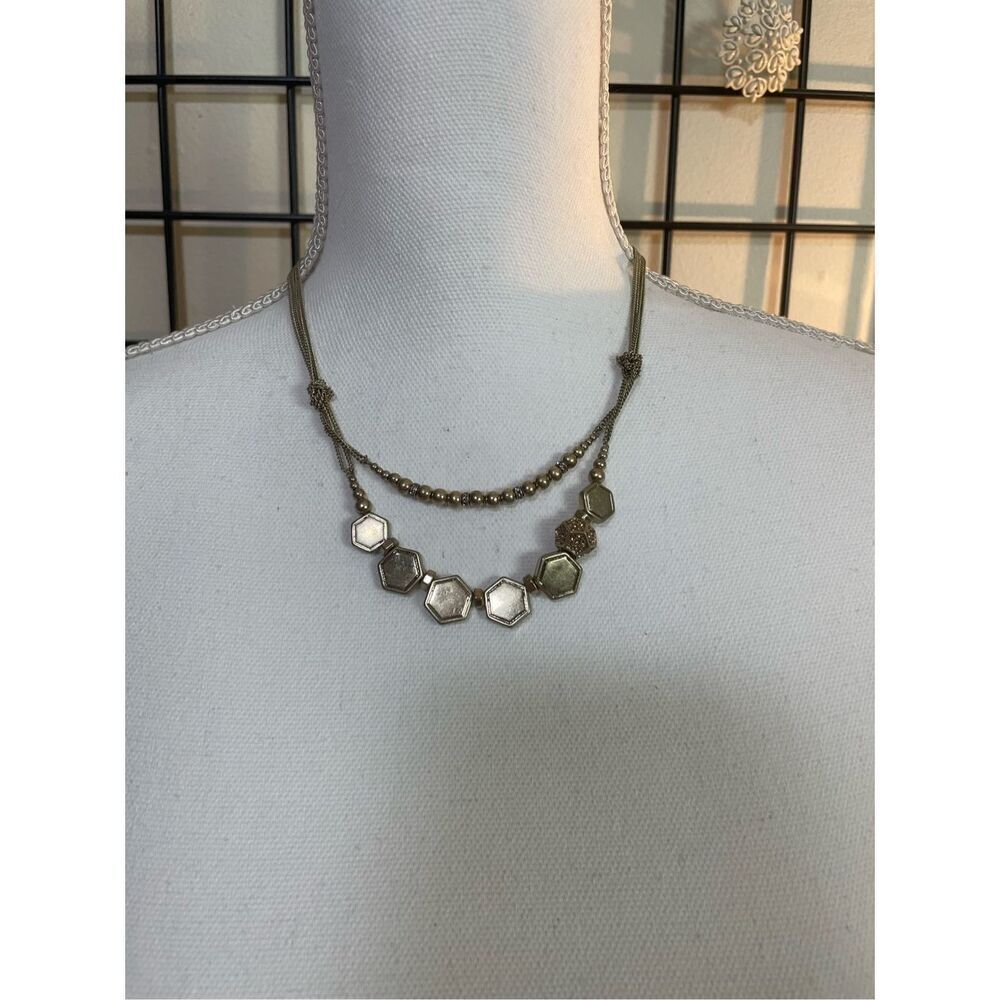 Vintage Kenneth Cole Gold Plated Necklace Double  Strand Geometric Style